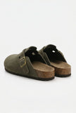 FJØRNA women's slip-on suede clogs in beige, designed for spring, featuring a comfortable casual shoe style.
