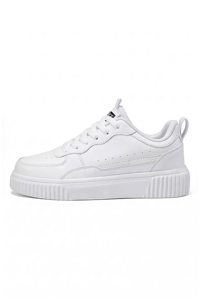 White breathable FJØRNA women's lightweight casual sneakers with a comfortable design, perfect for everyday wear.