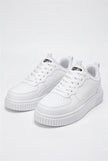 White FJØRNA women's breathable casual trainers with lightweight design, shown from a side angle on a plain background.