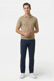 Men's stretch straight fit chino trousers by FJØRNA, tailored casual pants with a smart, modern design and neutral color.