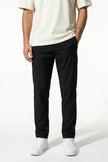 FJØRNA men's slim fit stretch ultra-thin black chino trousers, tailored pants with a sleek, modern design.
