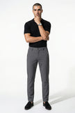 Men's slim fit chino trousers by FJØRNA in dark grey, made with stretch ultra-thin fabric for a sleek, comfortable look.