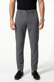 Dark grey FJØRNA men's slim fit chino trousers with stretch, ultra-thin fabric, styled as casual men's pants.