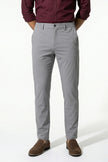 FJØRNA men's slim fit chino trousers in light grey with stretch, ultra-thin fabric, tailored for a sleek, modern look.