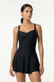 FJØRNA black sleeveless tankini co-ord dress for women, stylish summer beach dress with a chic, relaxed fit.