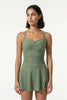 FJØRNA sleeveless tankini co-ord dress for women, stylish summer beach dress in military green with a relaxed fit.