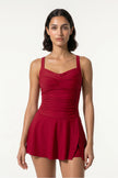 FJØRNA stylish red tankini co-ord dress for women, sleeveless summer beach dress with a chic, relaxed fit.