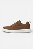 Brown casual women's trainers by FJØRNA, lace-up shoes with a chic, everyday style for comfortable, stylish wear.