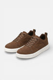 Brown casual women's trainers by FJØRNA with lace-up design, ideal for everyday stylish comfort.