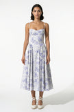 FJØRNA women's sleeveless floral midi dress in purple with lightweight fabric, perfect for summer wear.