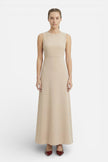 Flowing sleeveless women’s maxi dress by FJØRNA, perfect for casual summer wear with a breezy, effortless coastal style.