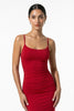 Red FJØRNA women's sleeveless bodycon maxi dress, breathable summer fabric, shown in a medium shot.