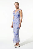 Purple FJØRNA sleeveless maxi dress for women with flowing, casual summer style, full-length view in the image.