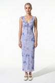 Purple sleeveless maxi dress for women by FJØRNA, flowing and casual, perfect for summer wear.