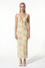 Yellow FJØRNA sleeveless maxi dress for women, flowing summer casual dress with a relaxed fit and elegant design.