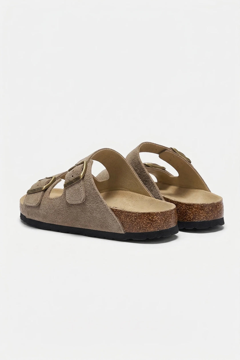 FJØRNA men's adjustable strap casual summer sandals with durable soles, shown on a model, perfect for comfortable everyday wear