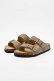 Men's adjustable slip-on casual summer sandals by FJØRNA, featuring comfortable indoor shoe design with easy wear.