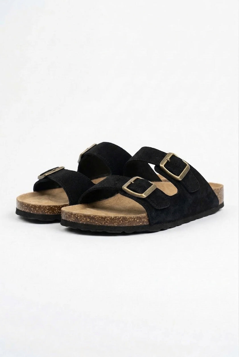 Men's slip-on casual summer sandals by FJØRNA, adjustable indoor shoes with comfortable design and stylish look.