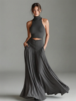 Charcoal Knit Turtleneck Mini Dress | Evening Dress