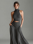 Charcoal Knit Turtleneck Mini Dress | Evening Dress