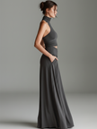 Charcoal Knit Turtleneck Mini Dress | Evening Dress