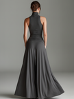 Charcoal Knit Turtleneck Mini Dress | Evening Dress