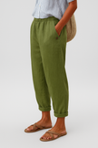 FJØRNA lightweight summer women's trousers with straight leg design, breathable fabric, and front pockets.