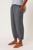FJØRNA lightweight women's summer trousers with straight leg design, breathable fabric, and front pockets, perfect for warm weather.