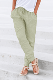 FJØRNA Tara women's drawstring jogger pants with elastic ankle cuffs, soft fabric and relaxed fit for casual wear.