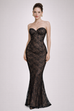 FJØRNA women’s lace backless dress set featuring a fishtail silhouette and mesh overlay, elegant and stylish evening wear.