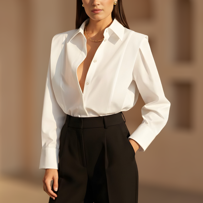 Men's classic white Oxford shirt by FJØRNA, tailored fit with button-down collar, shown on a plain background.