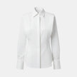 FJØRNA men's long sleeve polo shirt in classic white oxford fabric, casual and versatile top for everyday wear.