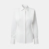 FJØRNA men's long sleeve polo shirt in classic white oxford fabric, casual and versatile top for everyday wear.
