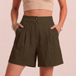FJØRNA women's summer linen shorts with high waist and pockets, breathable and stylish for warm weather.