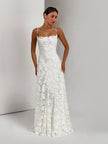 Elegant Floral Lace Spaghetti Strap Women's Maxi Dress - Evening