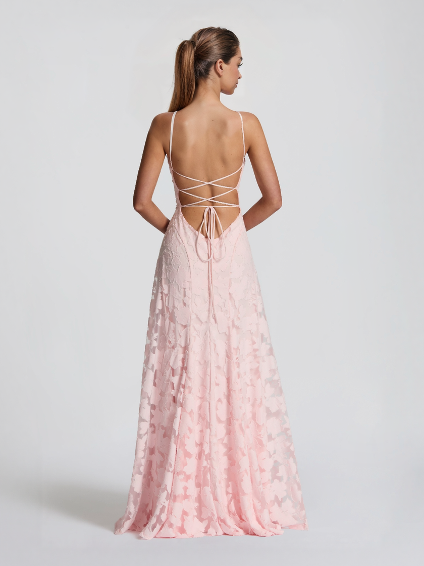 Elegant Floral Lace Spaghetti Strap Women's Maxi Dress - Evening