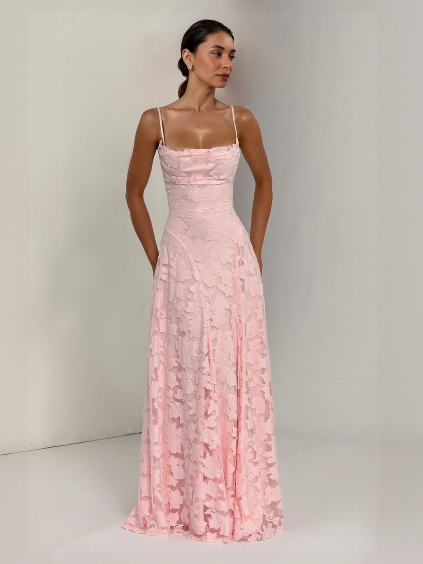 Elegant Floral Lace Spaghetti Strap Women's Maxi Dress - Evening