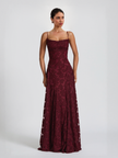 Elegant Floral Lace Spaghetti Strap Women's Maxi Dress - Evening