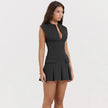 FJØRNA women's black corset mini dress for parties and cocktails, featuring a fitted silhouette and stylish design.