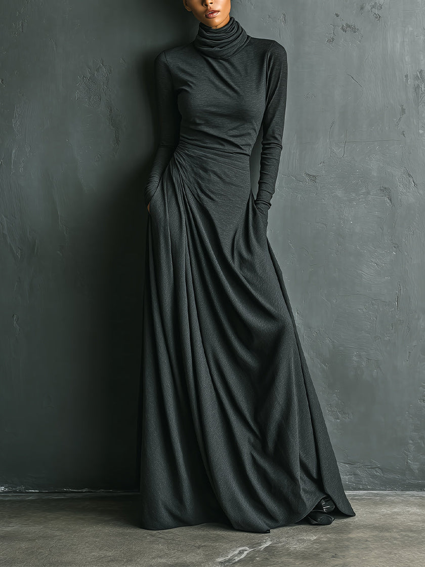 Cotton Turtleneck Maxi Dress | Evening Dress