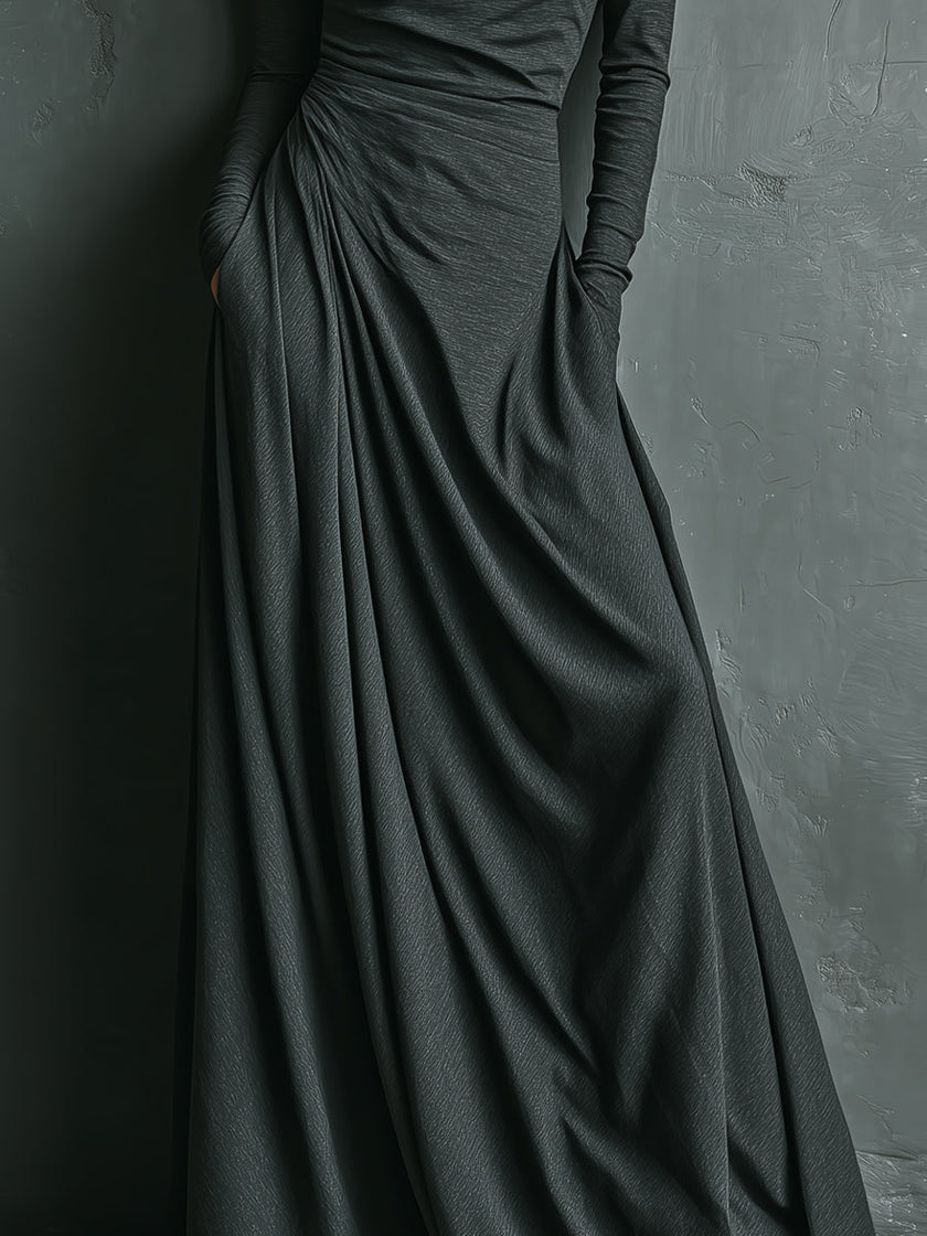 Cotton Turtleneck Maxi Dress | Evening Dress