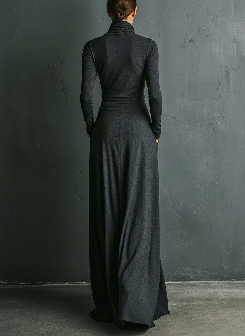 Cotton Turtleneck Maxi Dress | Evening Dress