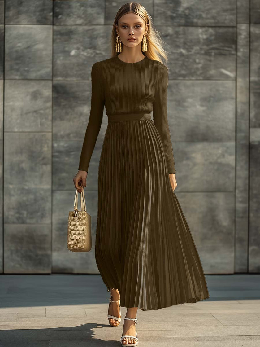 Cream Satin Pleated Maxi Dress | Casual Dress