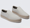 FJØRNA men's suede loafer moccasins in cream color, stylish slippers for elegant occasions, featuring smooth suede finish.
