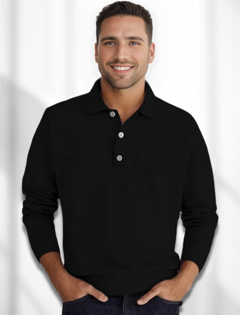 Jack | Men’s Long Sleeve Polo Navy Merino-Style