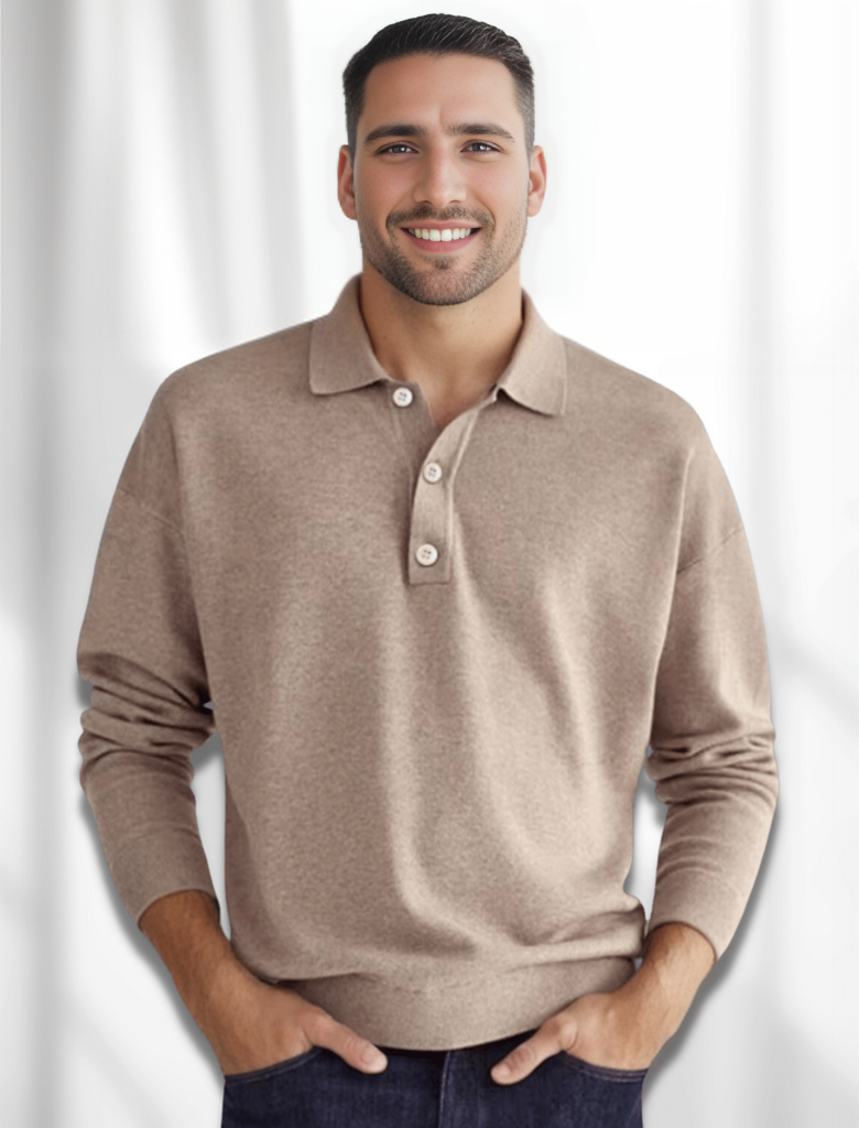 Jack | Men’s Long Sleeve Polo Navy Merino-Style