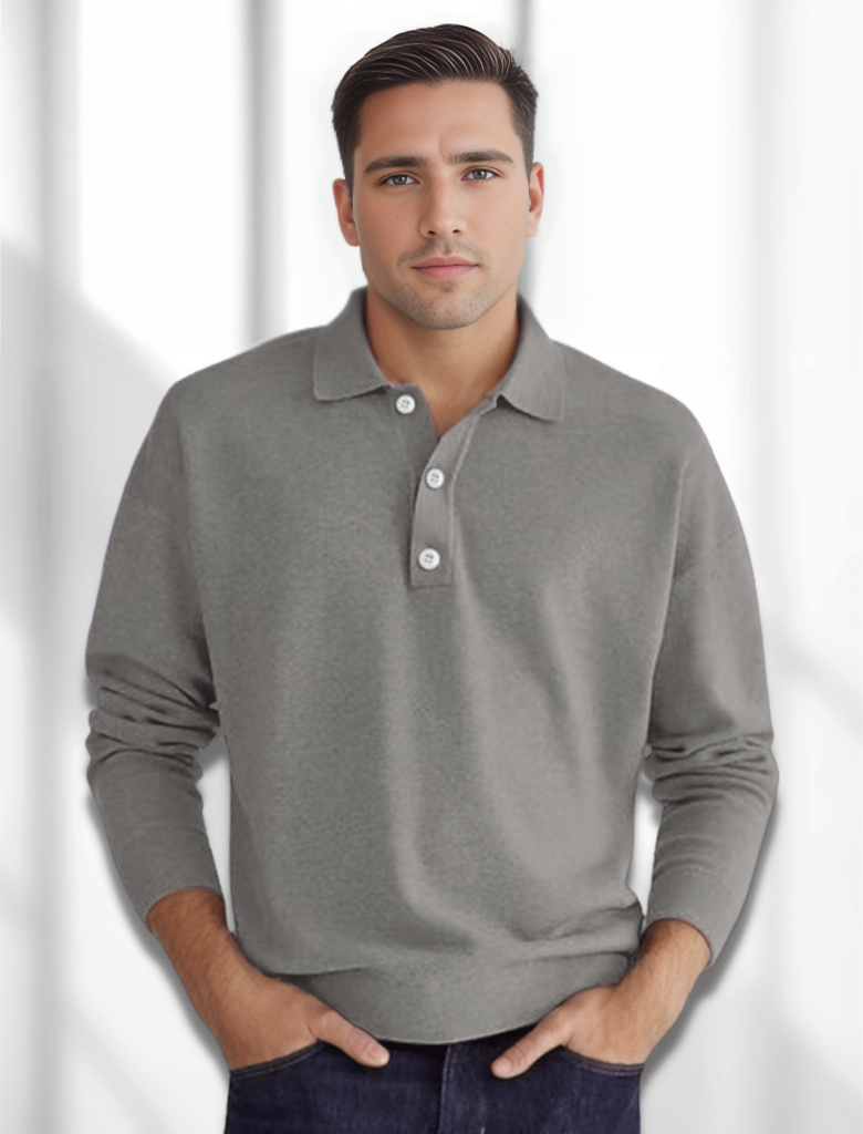 Jack | Men’s Long Sleeve Polo Navy Merino-Style