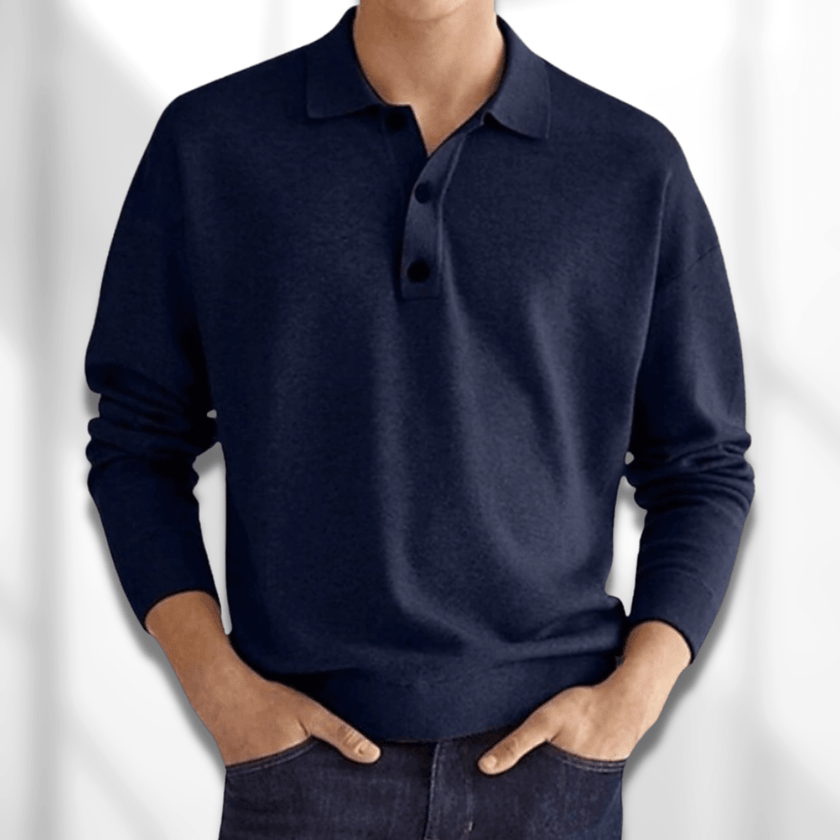 Jack | Men’s Long Sleeve Polo Navy Merino-Style