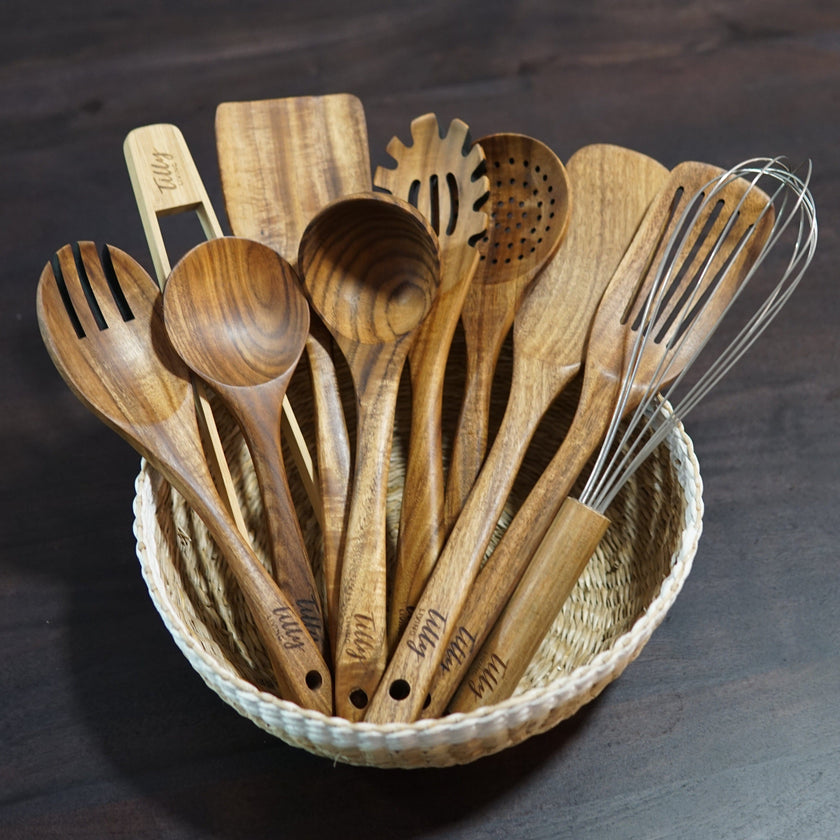 Udgita – 10-Piece Teak Wood Kitchen Utensil Set