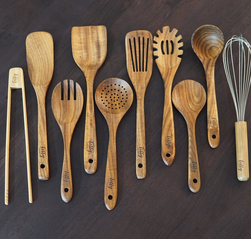 Udgita – 10-Piece Teak Wood Kitchen Utensil Set
